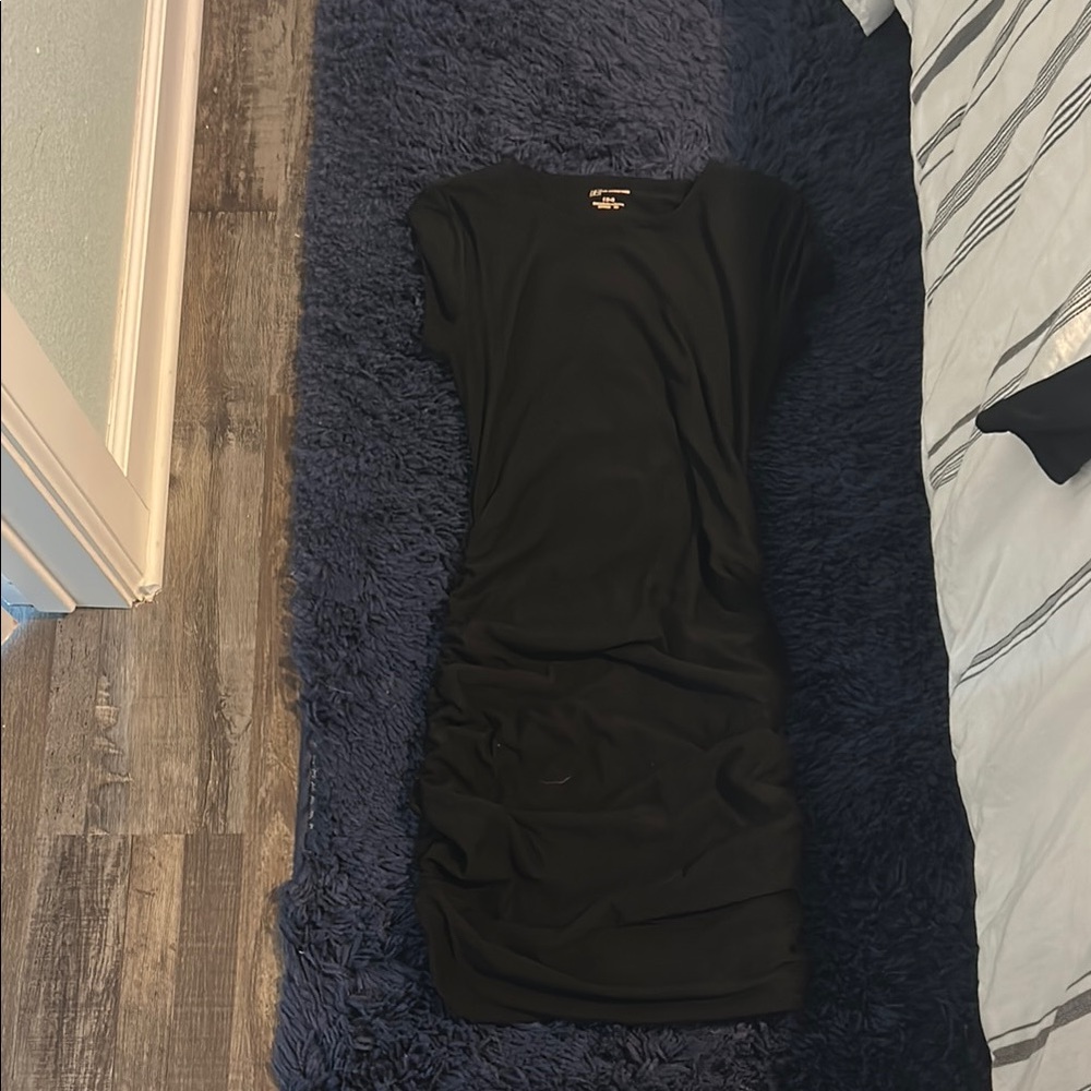 No Boundaries Black Sheath Midi Dress Crew Neck